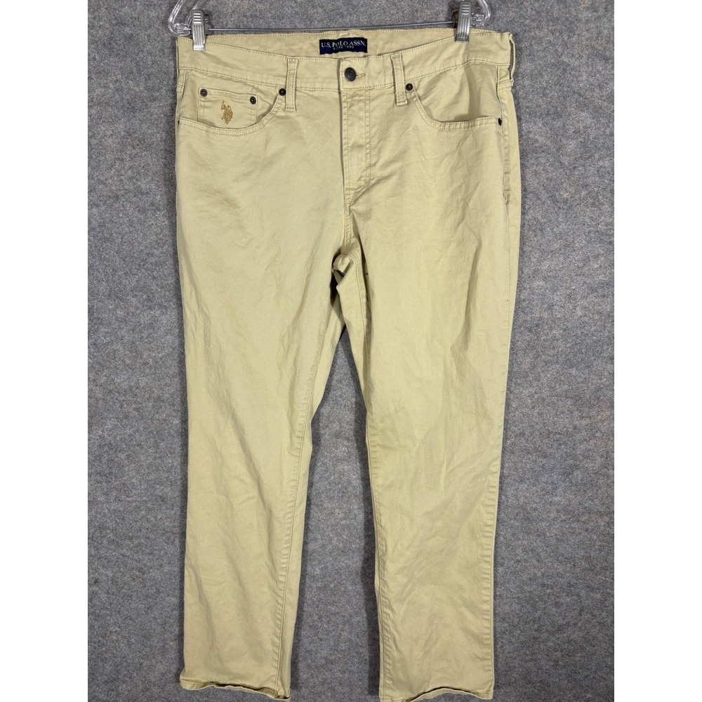 US Polo Assn‎ Mens Chino Pants Khaki Straight Leg  Stretch Waist 34 Length 30